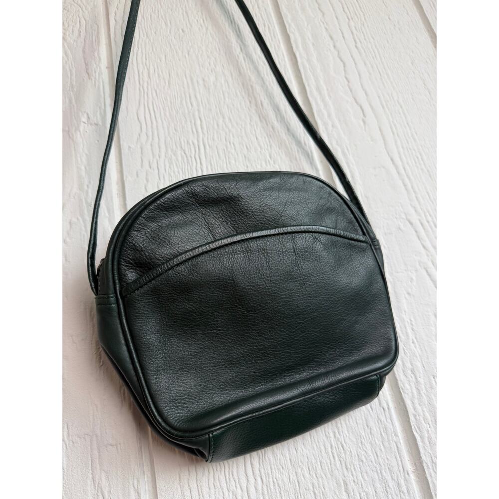 Vintage Carlos D' Santi Forest Green Genuine Leather Crossbody Shoulder Bag Boho - Picture 4 of 8